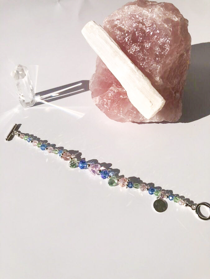 Crystal Butterfly Toggle Bracelet - Ocean Blue