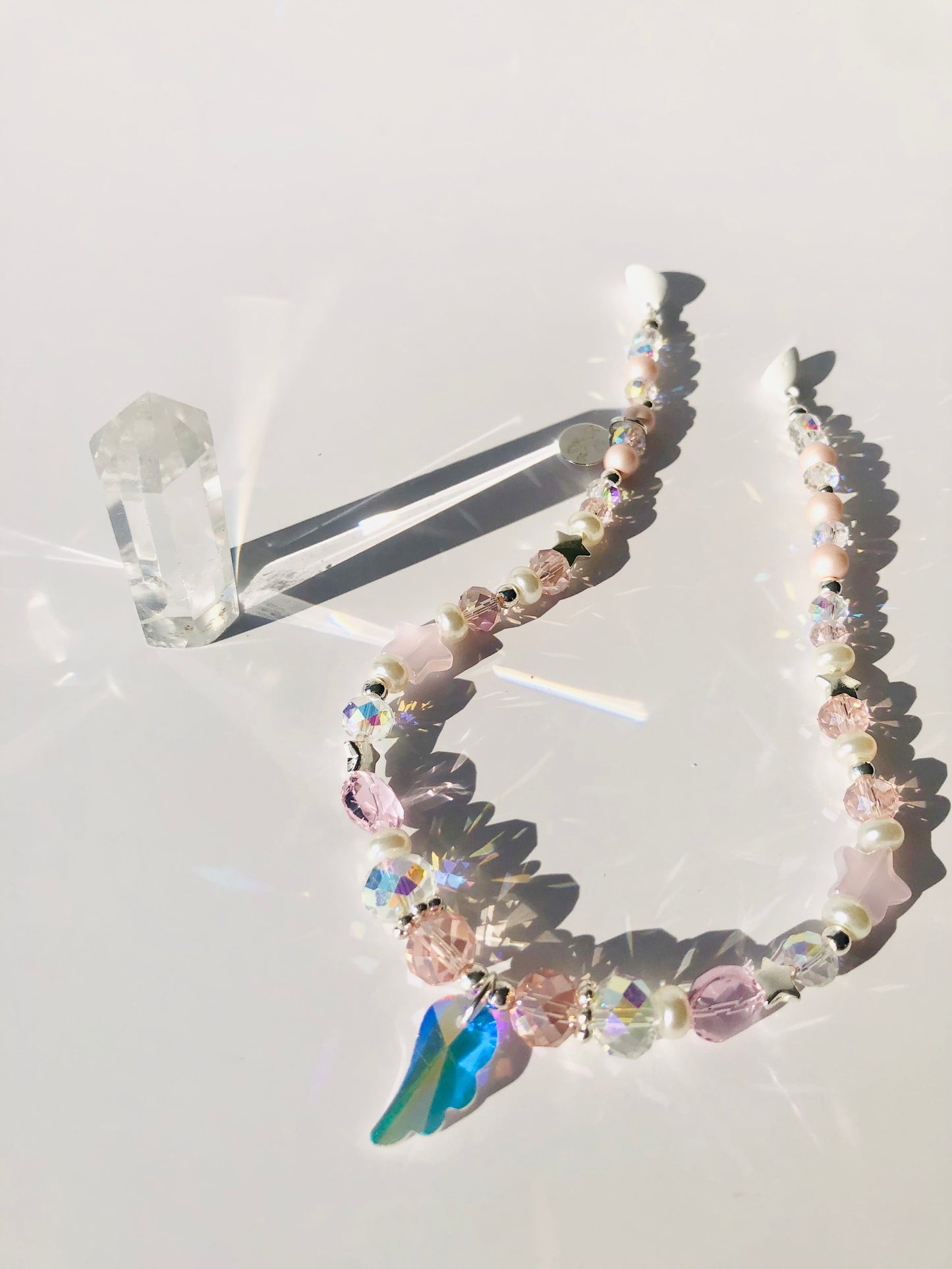 Pink Shimmering Facet Necklace