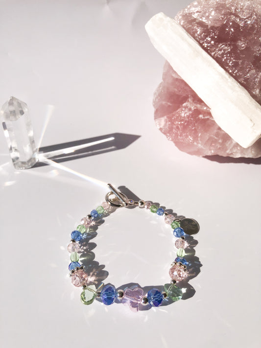 Crystal Butterfly Toggle Bracelet - Ocean Blue