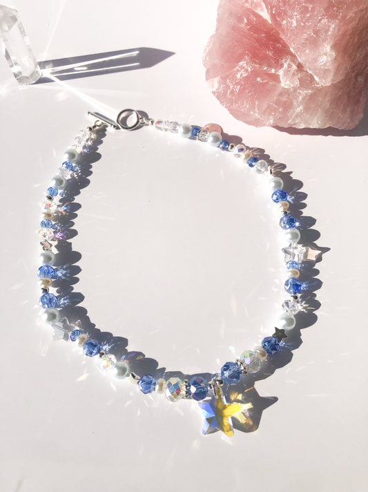 Blue Shimmering Facet Necklace