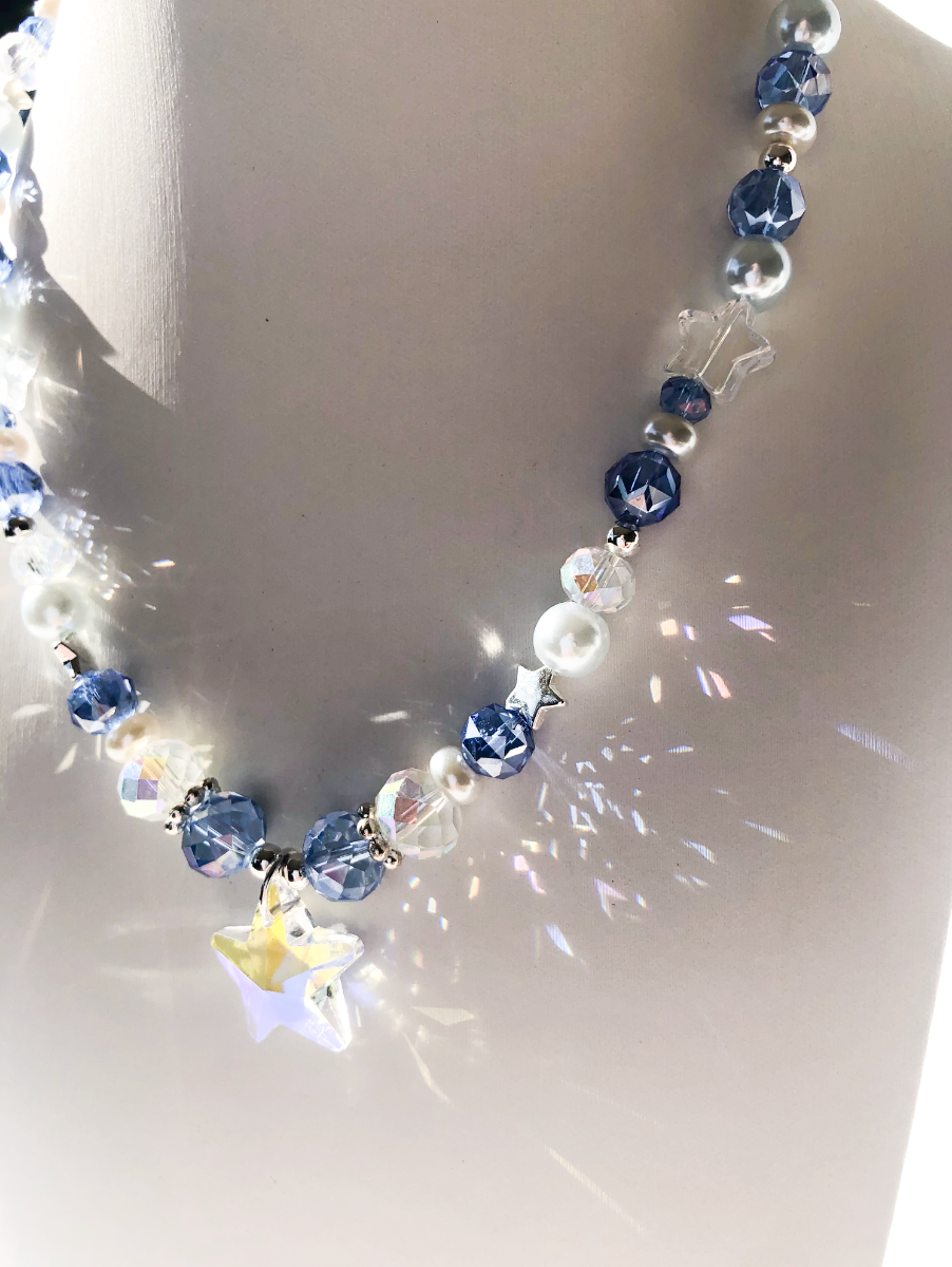 Blue Shimmering Facet Necklace