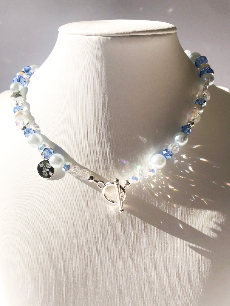 Blue Shimmering Facet Necklace