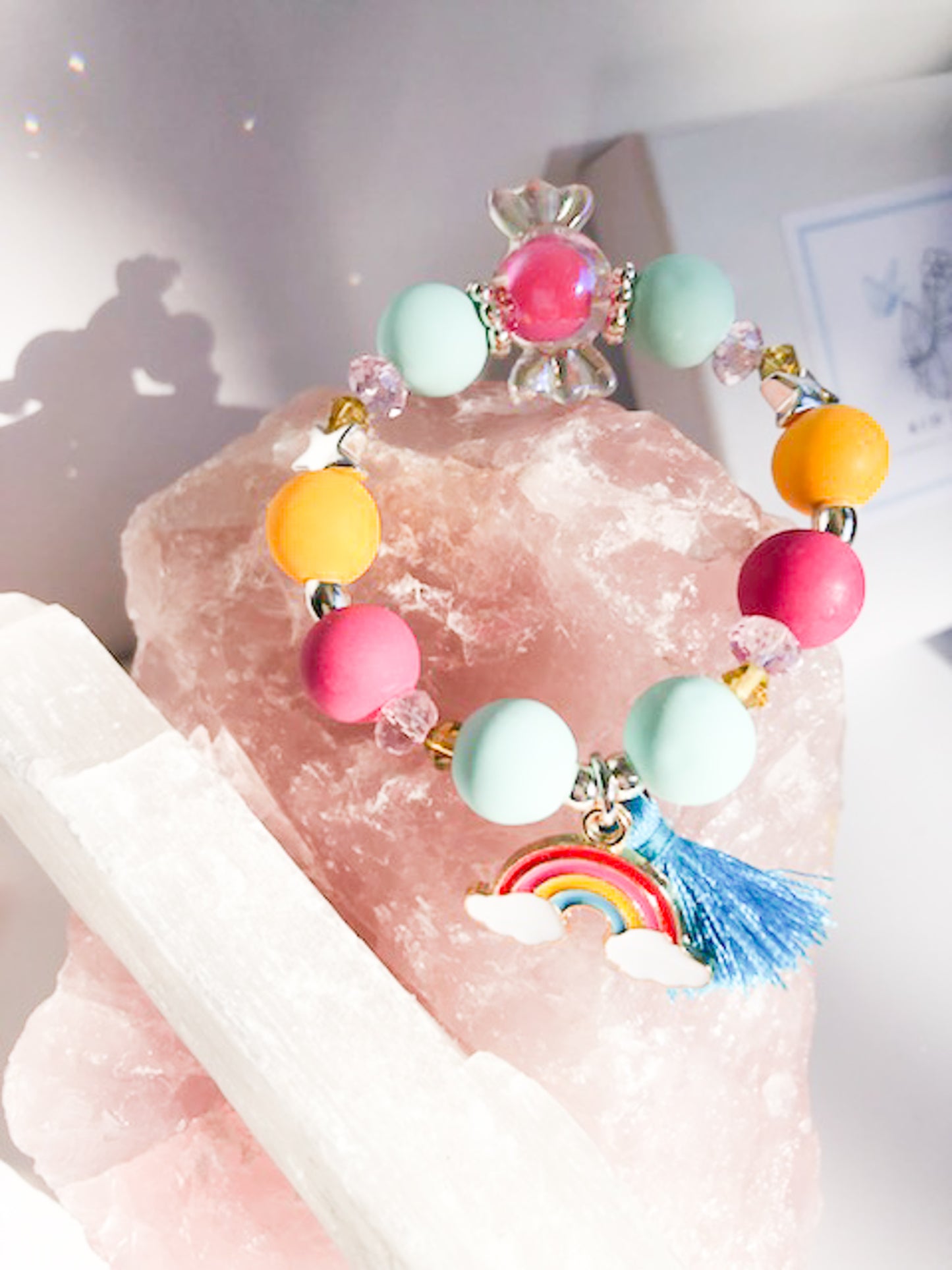 Candy Charm Bracelet - Rainbow Teal Tassel