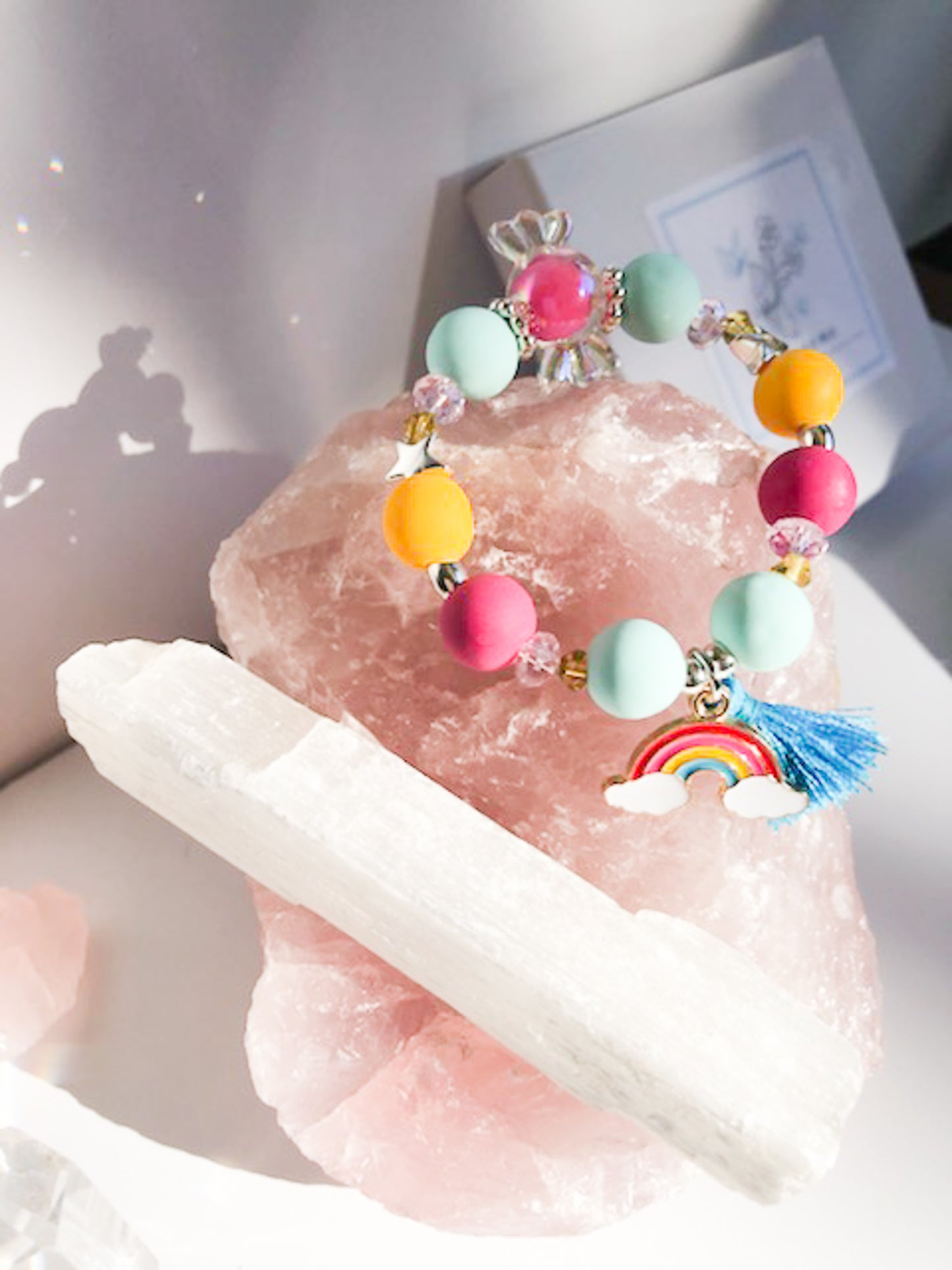 Candy Charm Bracelet - Rainbow Teal Tassel