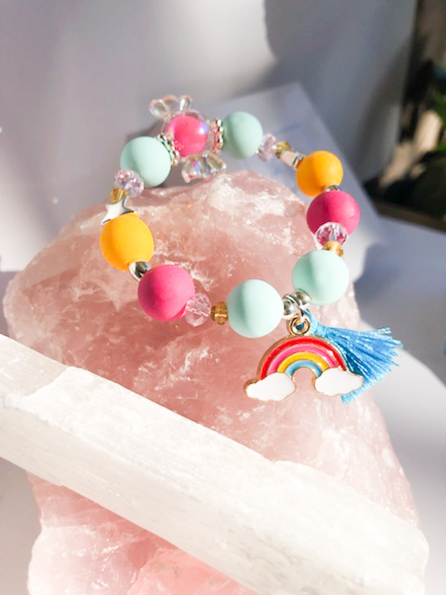 Candy Charm Bracelet - Rainbow Teal Tassel